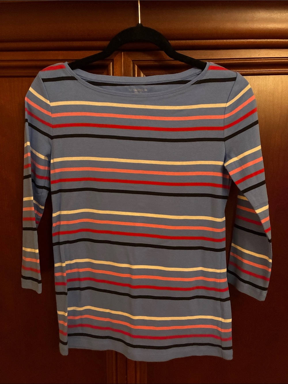 Womens Talbots Striped Boatneck Top - Blue Multi